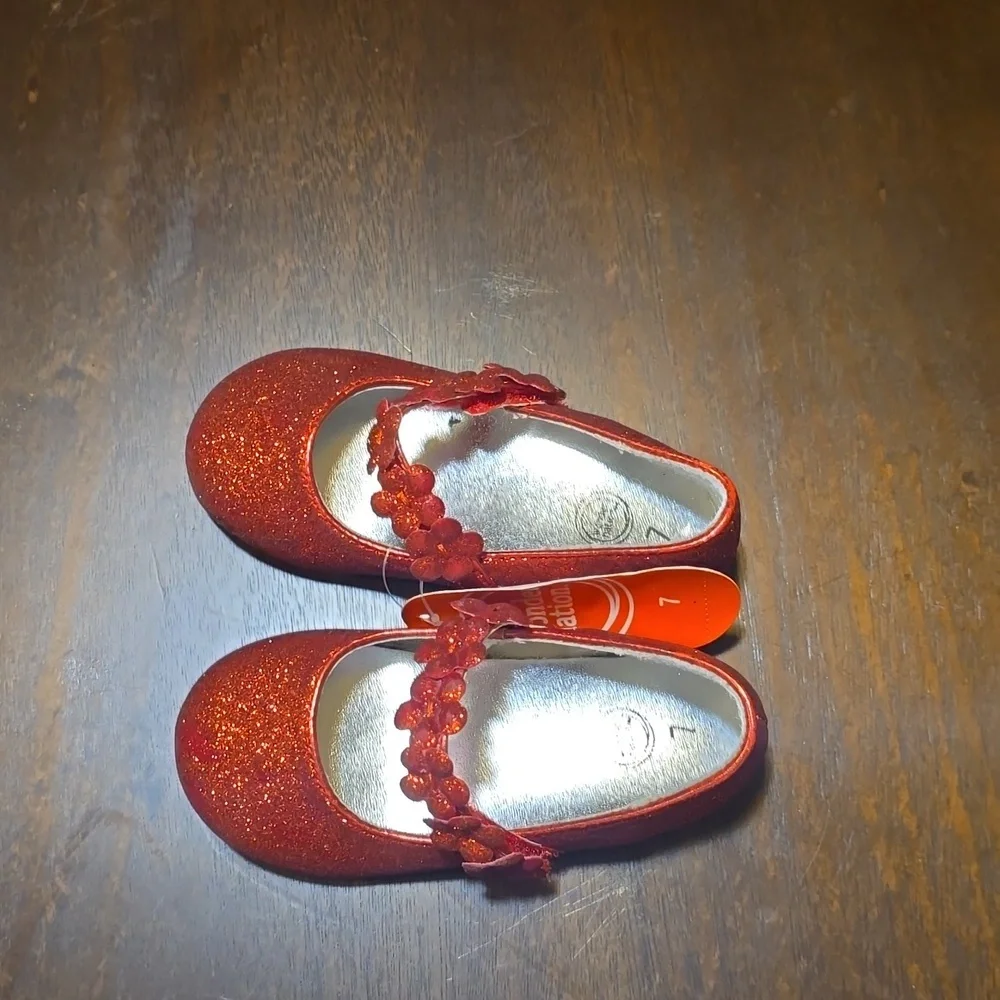 Wonder Nation Red Glitter Dress Shoes for Girls- Size‎ 7